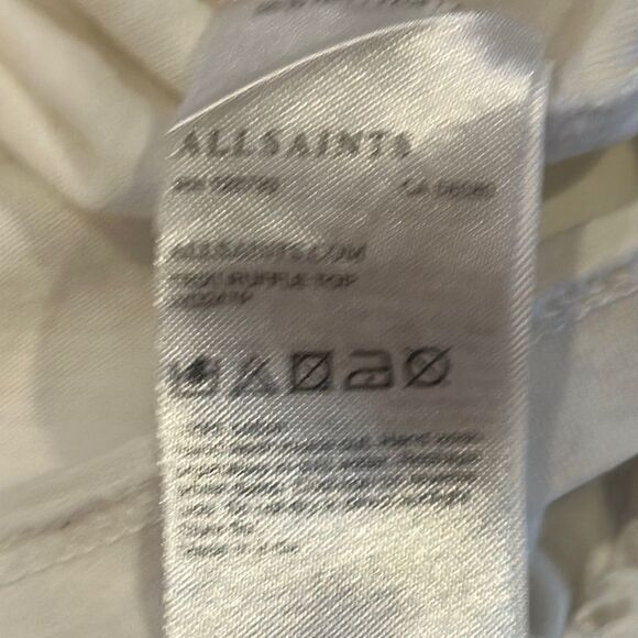 ALL SAINTS Women’s White Short Sleeve with Ruffle Sleeves Tee - Size S - Picture 4 of 5